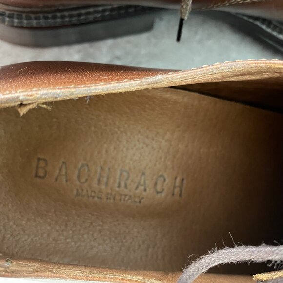 Bachrach Shoes‎ Men\'s Size 9.5 D Brown Leather Lace Up Dress Square Toe Italy main image 4